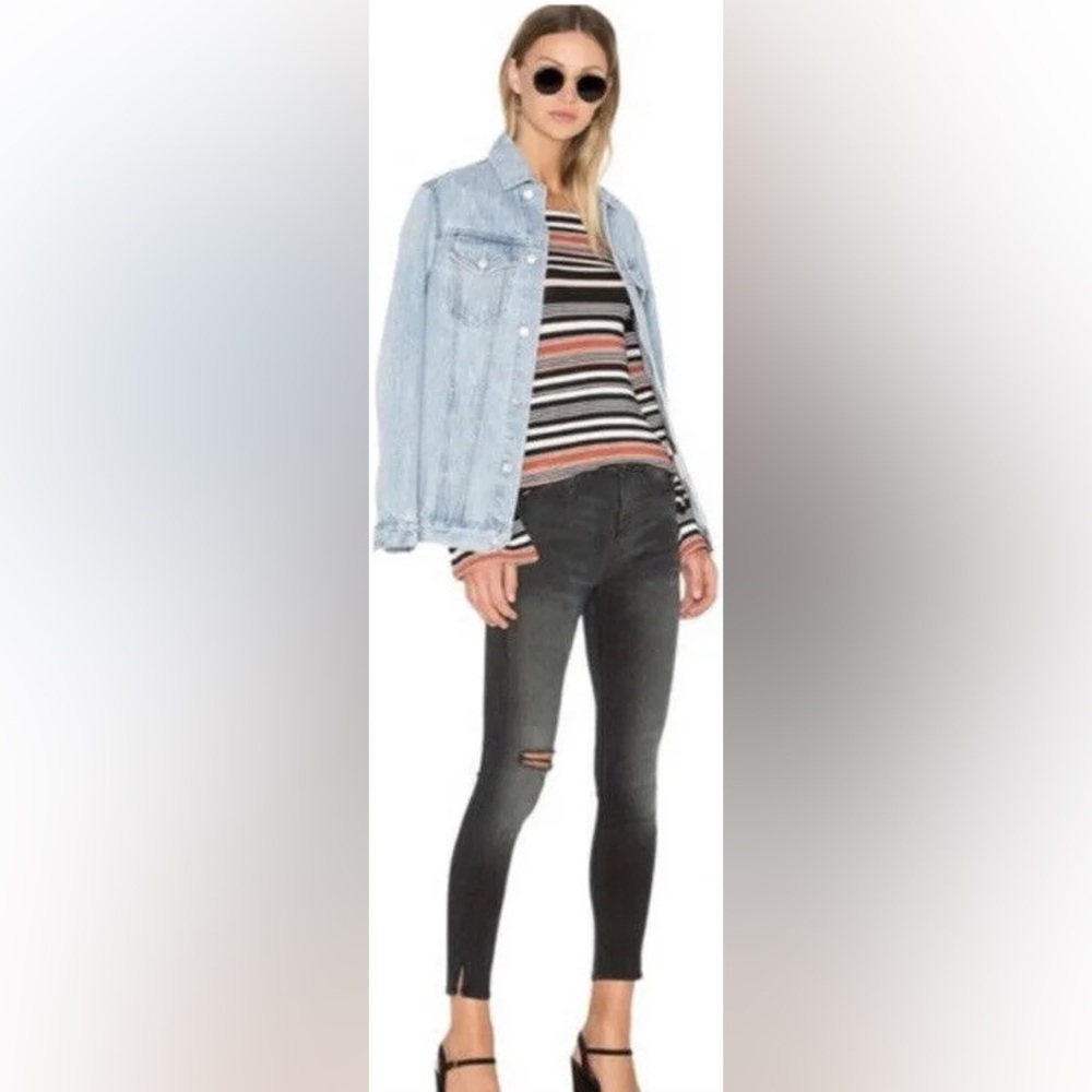 Rag & Bone Jeans Womens 26 Black 10 Inch Capri Distressed Ripped Skinny USA